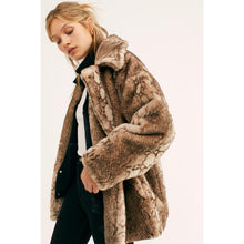 Load image into Gallery viewer, Apparis Faux Fur Python Print Mocha Brown Jacket Medium
