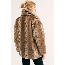 Load image into Gallery viewer, Apparis Faux Fur Python Print Mocha Brown Jacket Medium
