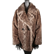 Load image into Gallery viewer, Apparis Faux Fur Python Print Mocha Brown Jacket Medium
