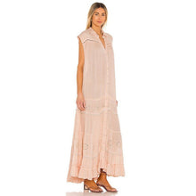 Load image into Gallery viewer, Free People Pretty Cozy Ecru Maxi Dress Embroidered Floral Detail Large
