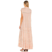 Load image into Gallery viewer, Free People Pretty Cozy Ecru Maxi Dress Embroidered Floral Detail Large
