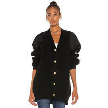 Load image into Gallery viewer, A.L.C. Smith Patch Lambswool Black Cardigan Sweater Medium
