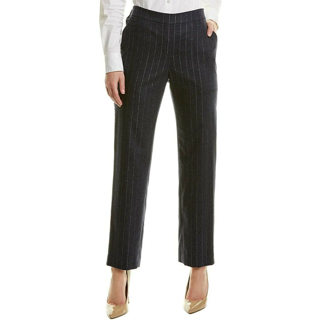 Lafayette 148 Fulton Metallic Stripe Blue Pants 3X