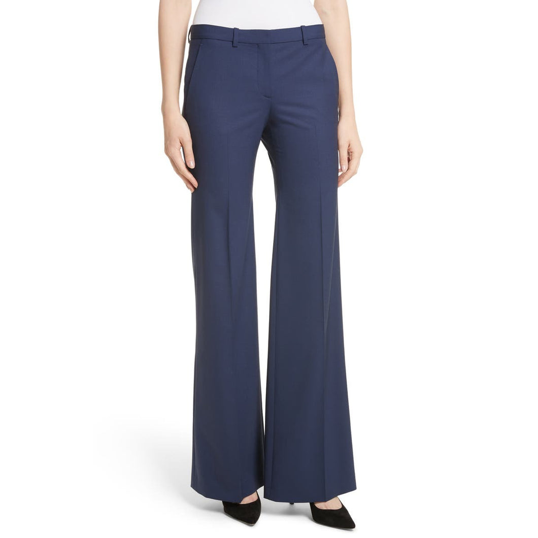 Theory Demitria 2 Sea Blue Wool Pants Tall 0