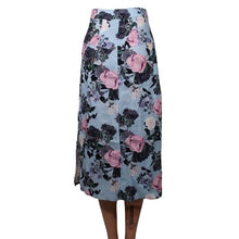 Load image into Gallery viewer, Nicholas Blue Floral Button Linen Skirt 0
