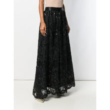 Load image into Gallery viewer, Alice + Olivia Tulle Sequined Lace Maxi Skirt in Black 4
