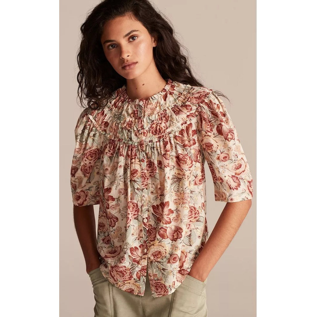 Metallic La Vie Rebecca Taylor Lucienne Floral Top XL