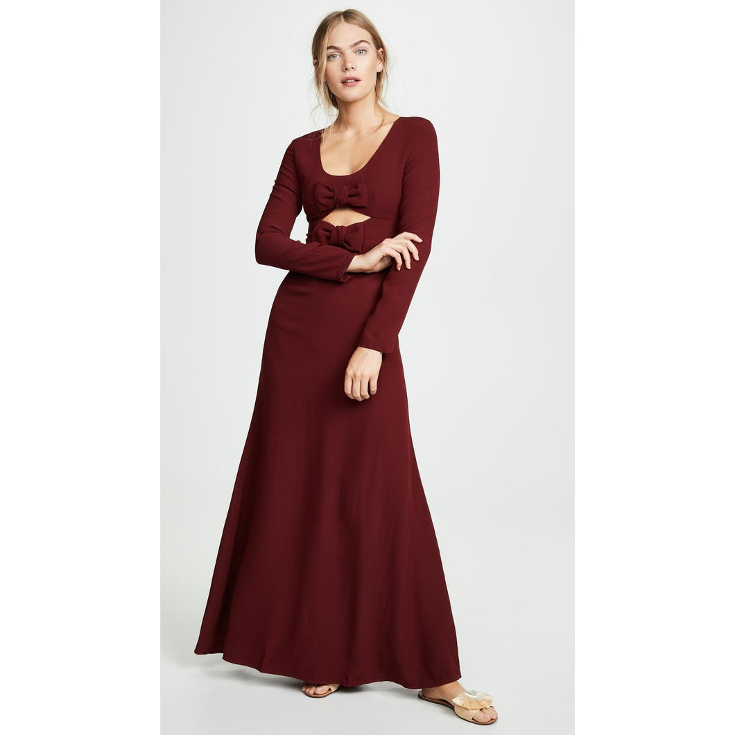 STAUD Lido Burgundy Red Cutout Long Maxi Dress 4