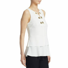 Load image into Gallery viewer, Derek Lam Top Grommet Ivory Tiered Shirt Silk Blend
