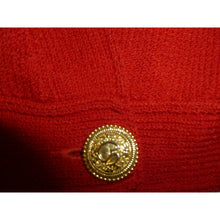 Load image into Gallery viewer, St. John Red Knit Jacket Gold Brooch Chain P
