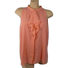 Load image into Gallery viewer, Tory Burch Silk Ruffle Coral Orange Top Large
