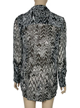 Load image into Gallery viewer, IRO Printed Black White Shirt Top Button Up Semi Sheer 34 2
