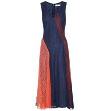 Load image into Gallery viewer, Tory Burch Iliana Dress Lace Paneled Navy Blue 0
