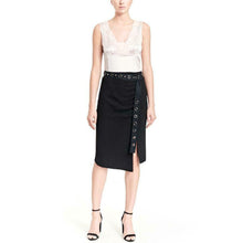 Load image into Gallery viewer, Nanette Lepore Studded Belted Black Skirt 8
