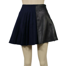 Load image into Gallery viewer, Rag &amp; Bone Leather Panel Navy Blue Clemence Skirt Pleated Mini 2
