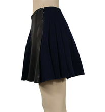 Load image into Gallery viewer, Rag &amp; Bone Leather Panel Navy Blue Clemence Skirt Pleated Mini 2
